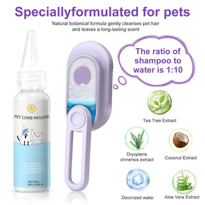 3-in-1 Steam Brush for Cats & Dogs – Spritz Spray & Hair Removal Comb for Grooming & Shedding
