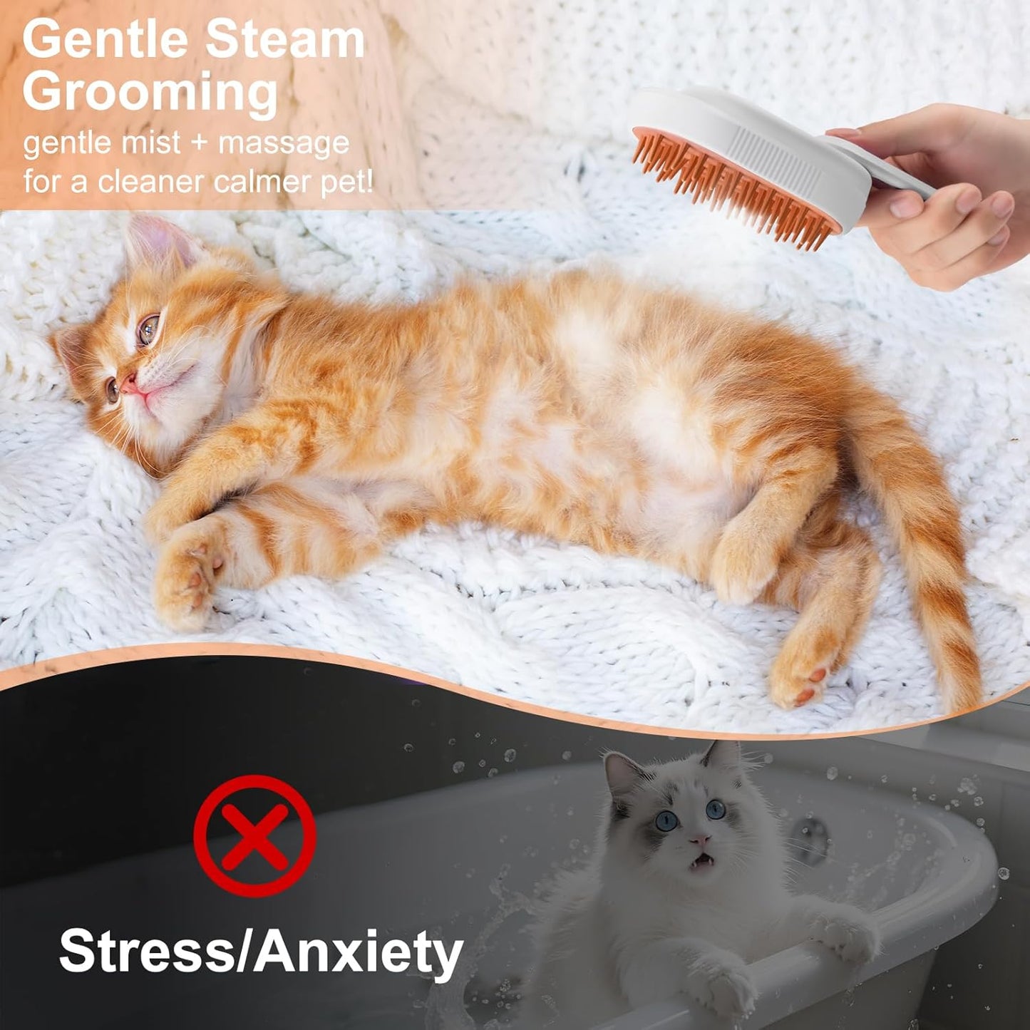 3-in-1 Steam Brush for Cats & Dogs – Spritz Spray Hair Removal Comb