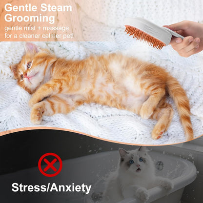 3-in-1 Steam Brush for Cats & Dogs – Spritz Spray Hair Removal Comb