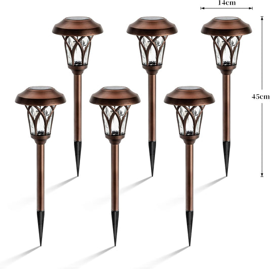 GIGALUMI 6 Pack, Solar Landscape Lights Warm White,