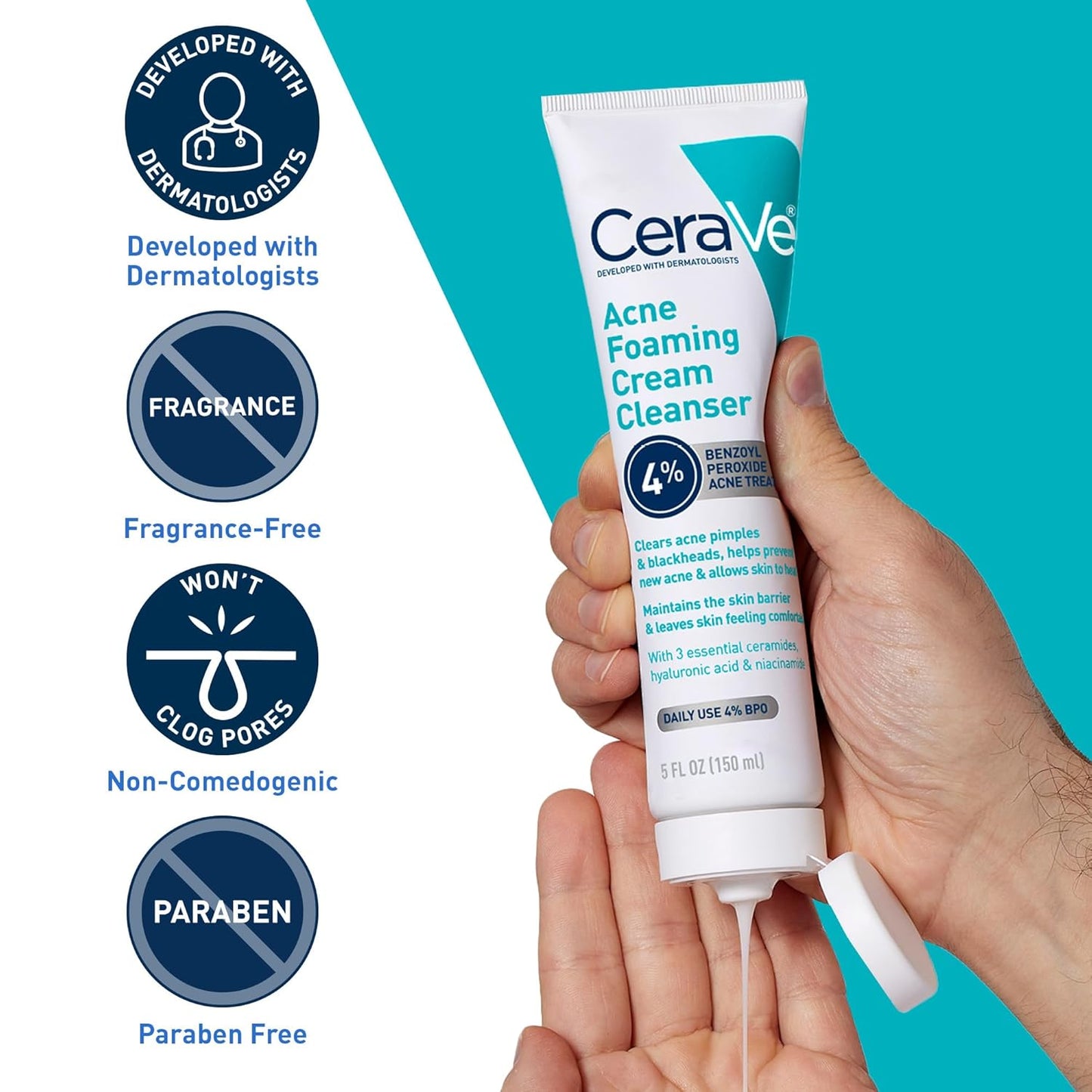 CeraVe Acne Foaming Cream Cleanser,