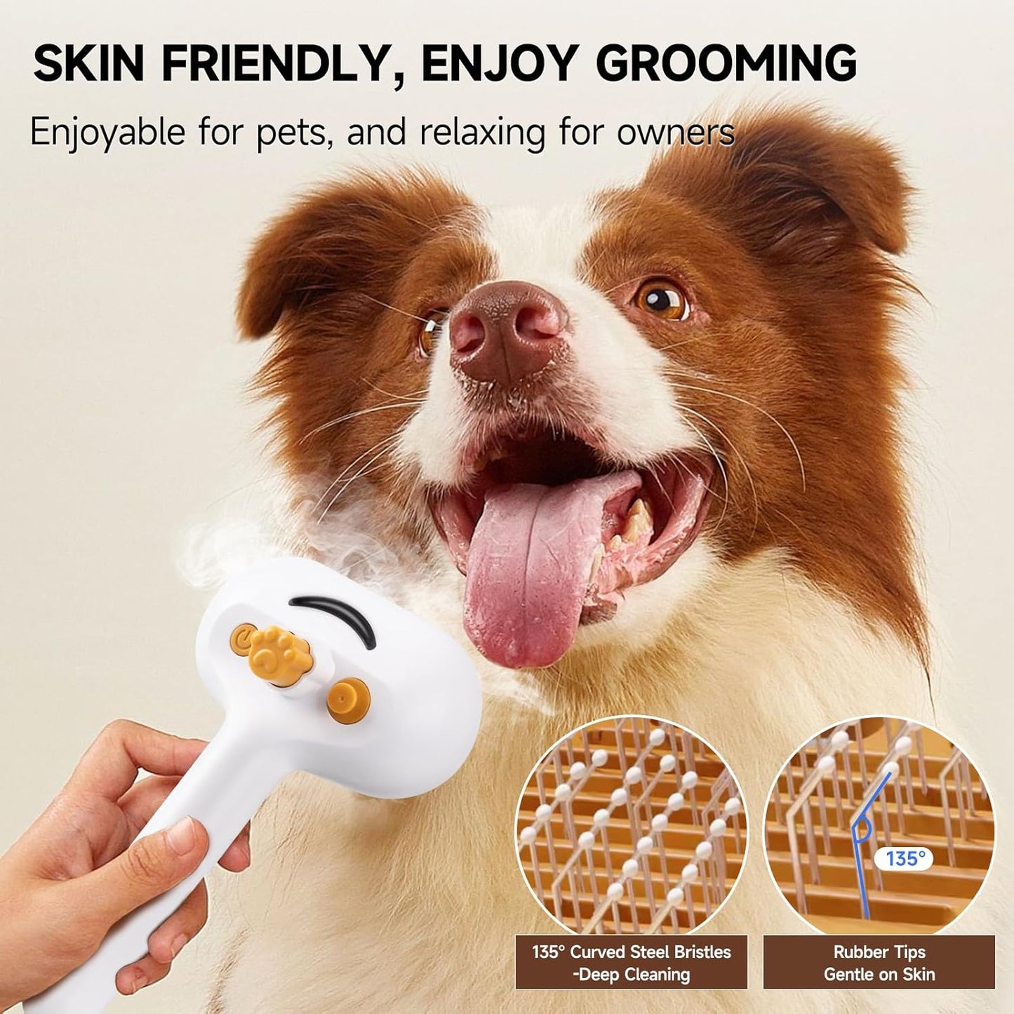 3-in-1 Pet Steam Brush for Dogs & Cats – Grooming Spray Comb