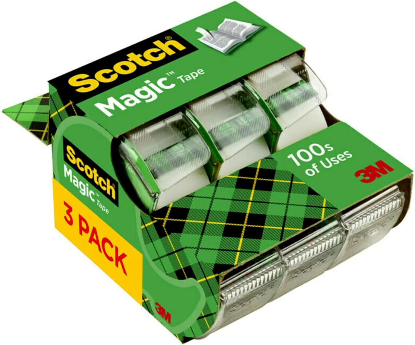 Scotch Magic Tape, 3 Dispensered Rolls