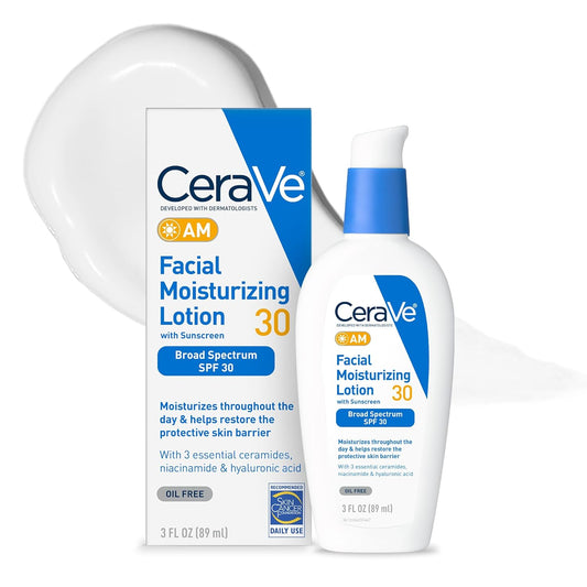 CeraVe AM Facial Moisturizing Lotion with SPF 30, Oil-Free Face Moisturizer with SPF,