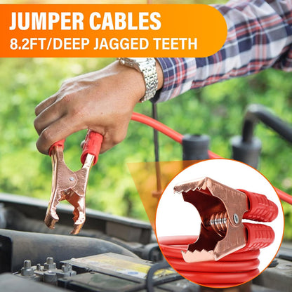 Emergency Car Tool Kit with Jumper Cables, Headlamp & Gloves –