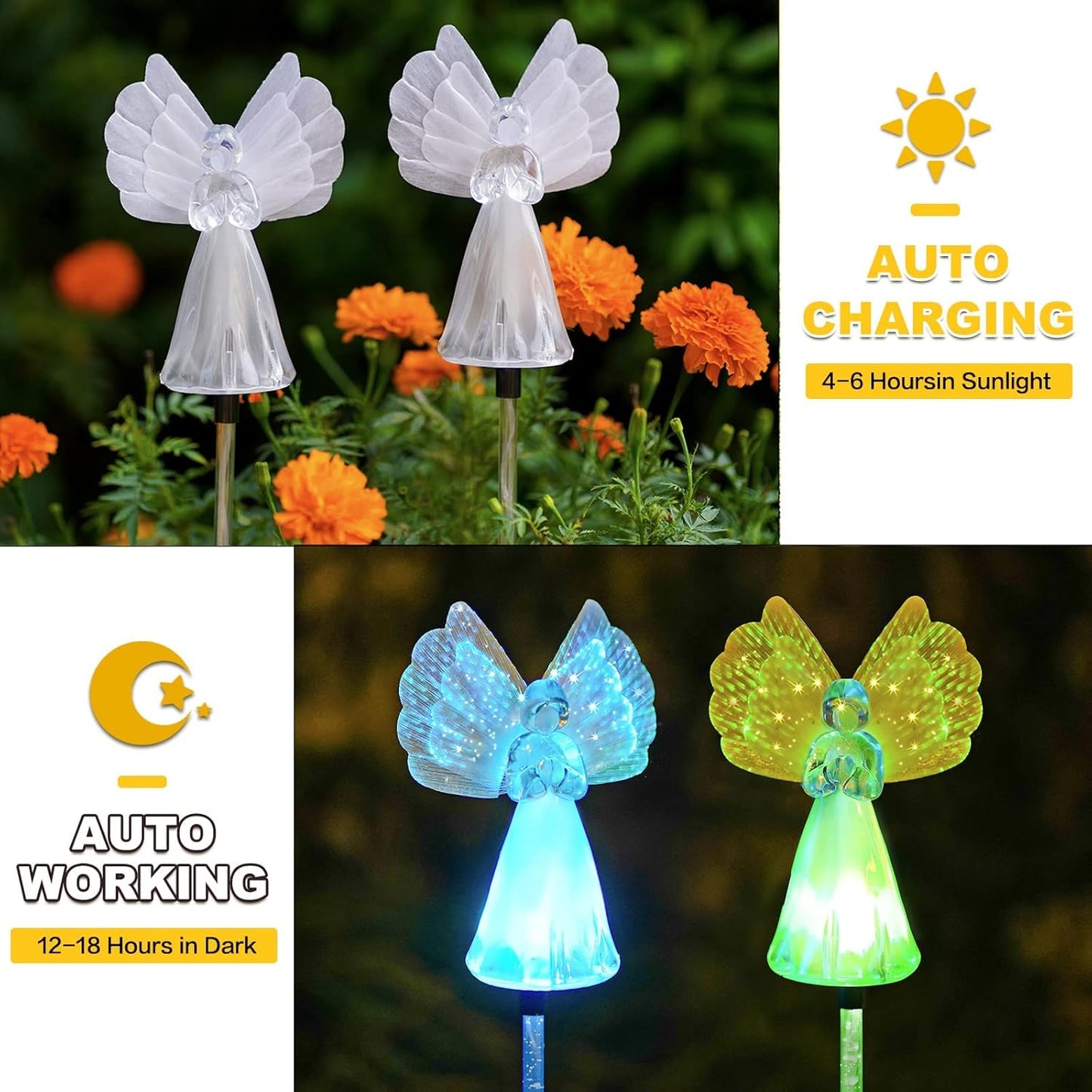 Outdoor Solar Garden Lights,2 Pack Solar Angel Decorative Lights
