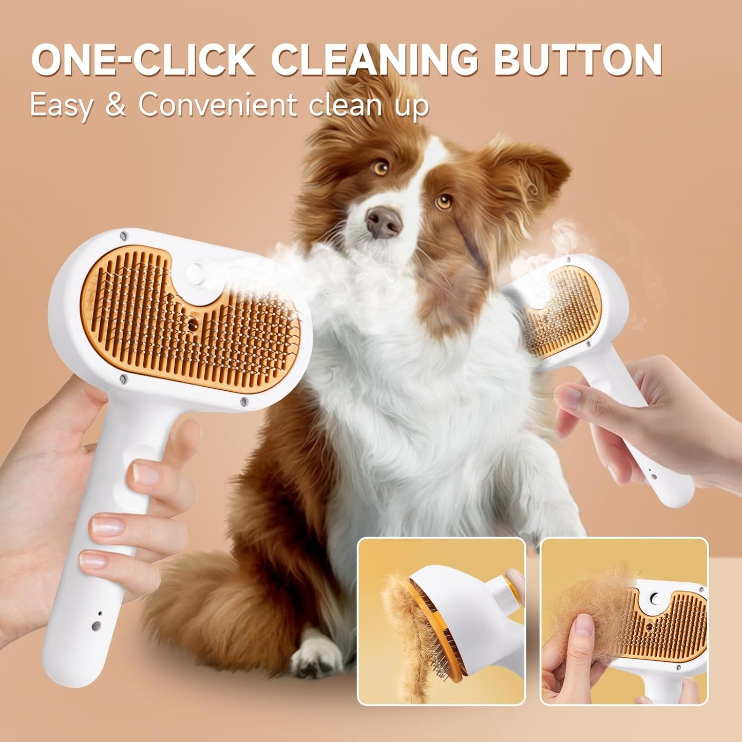 3-in-1 Pet Steam Brush for Dogs & Cats – Grooming Spray Comb