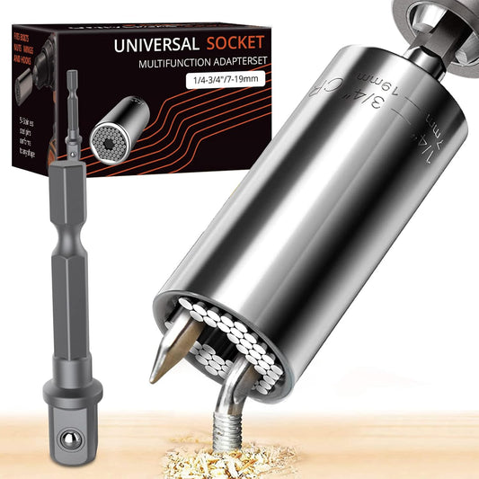 Self-Adjusting Universal Socket Set (2pc) with Drill Adapter –