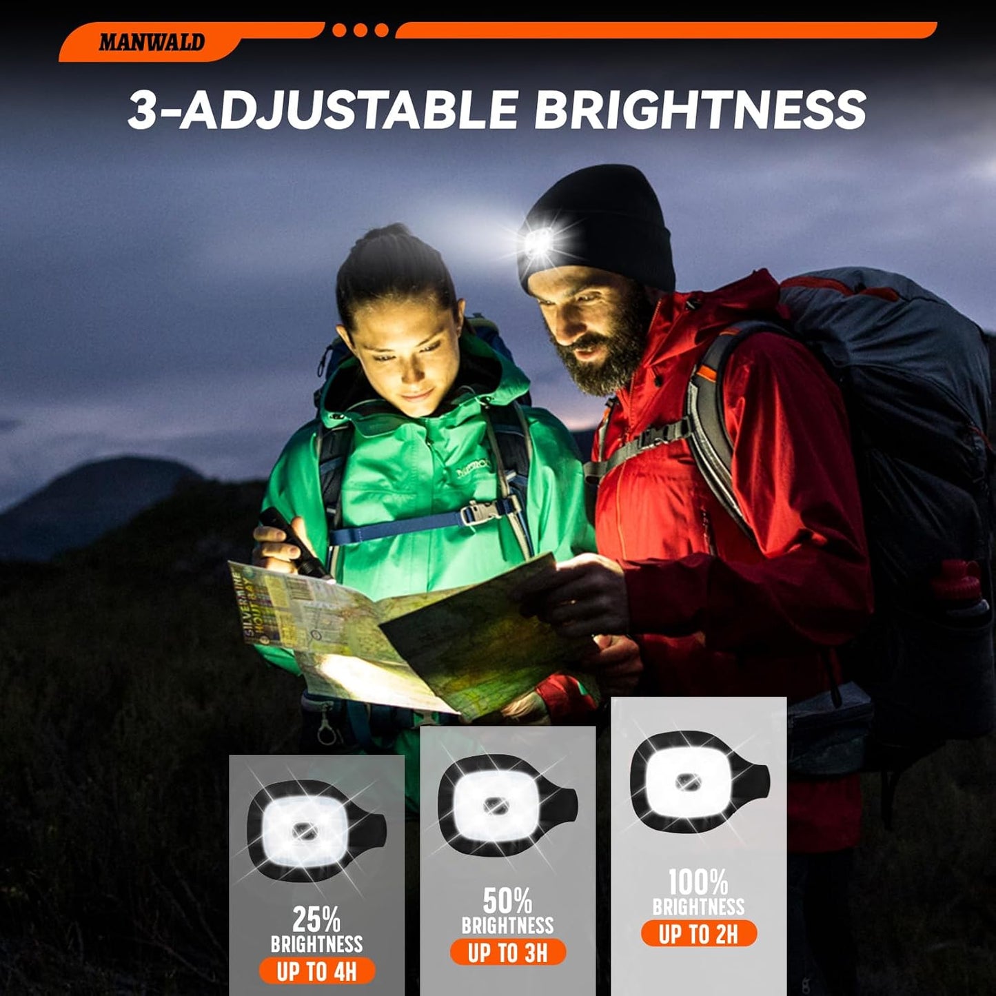 LED Beanie Hat with USB Rechargeable Light (2PCS) – Gifts for Men & Dad
