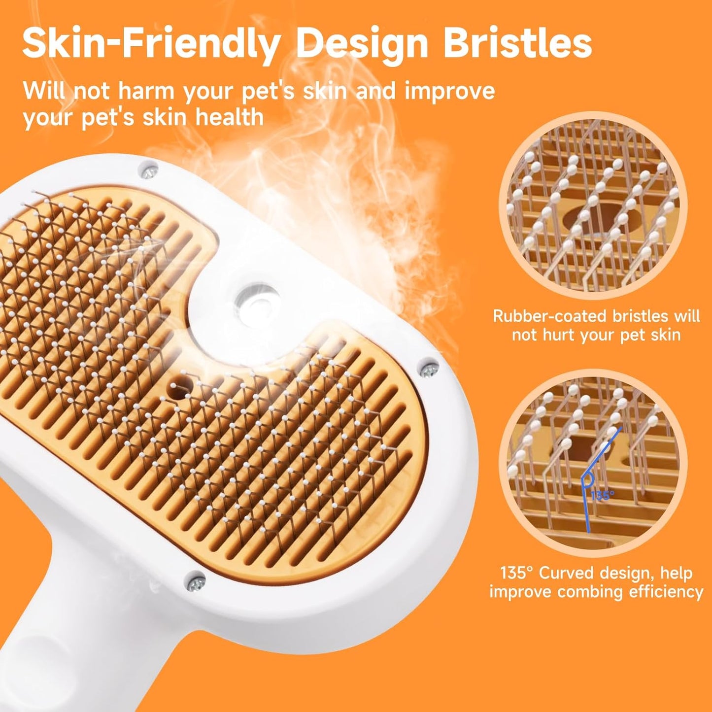 Cat & Dog Steam Brush Grooming Kit – Mist Spray Comb & Defur Tool with Shampoo