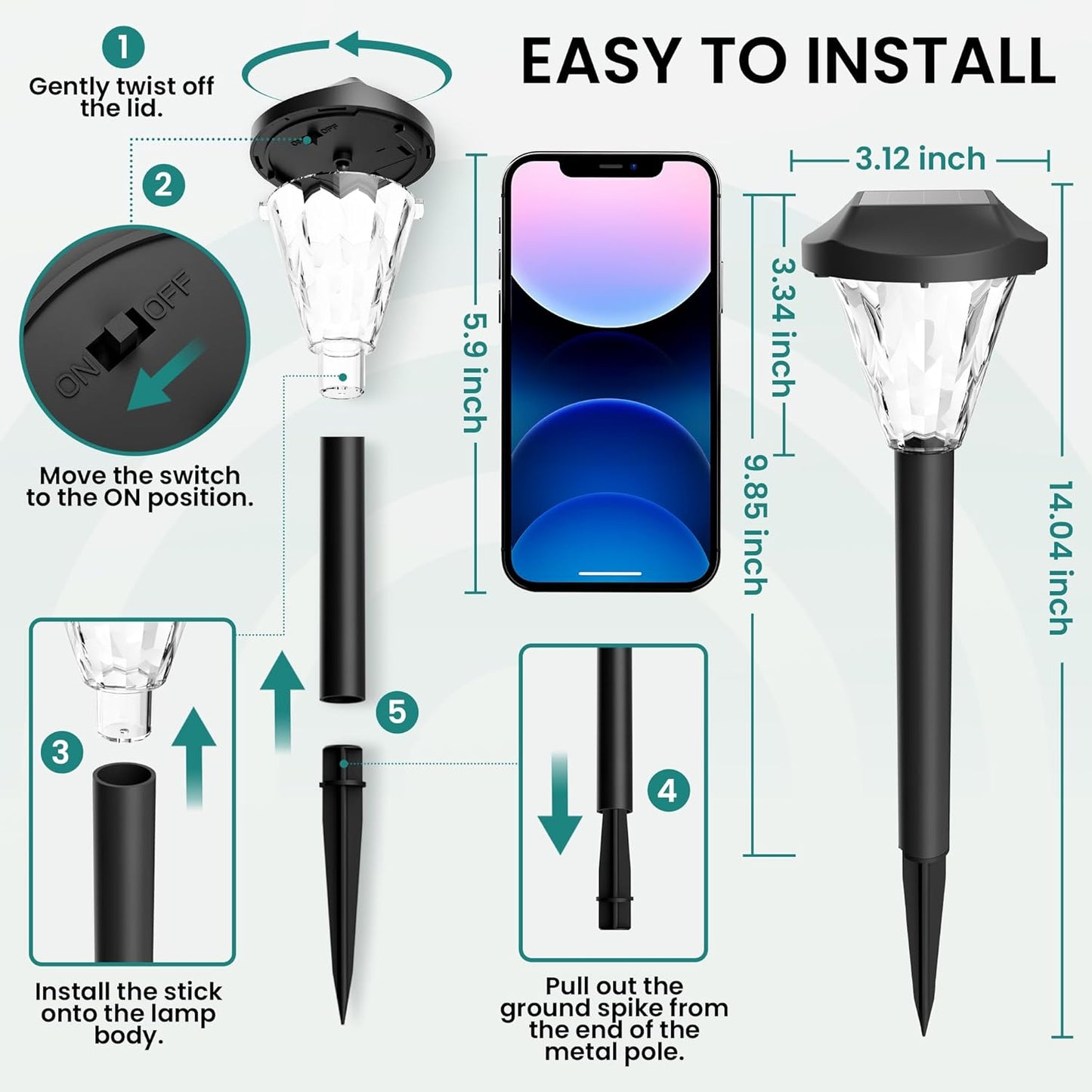 GIGALUMI 12 Pack Solar Lights