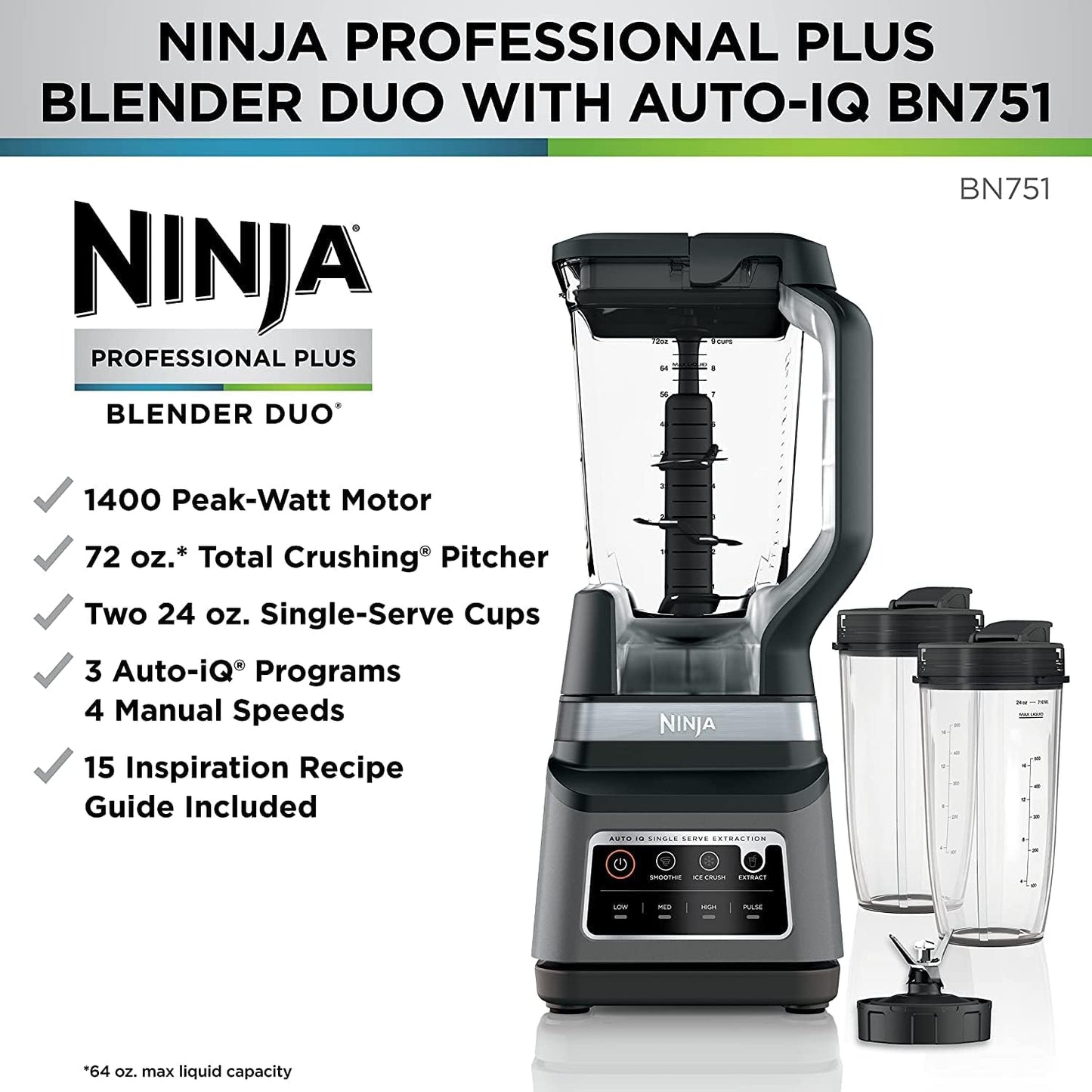 Ninja BN751 Professional Plus DUO Blender,