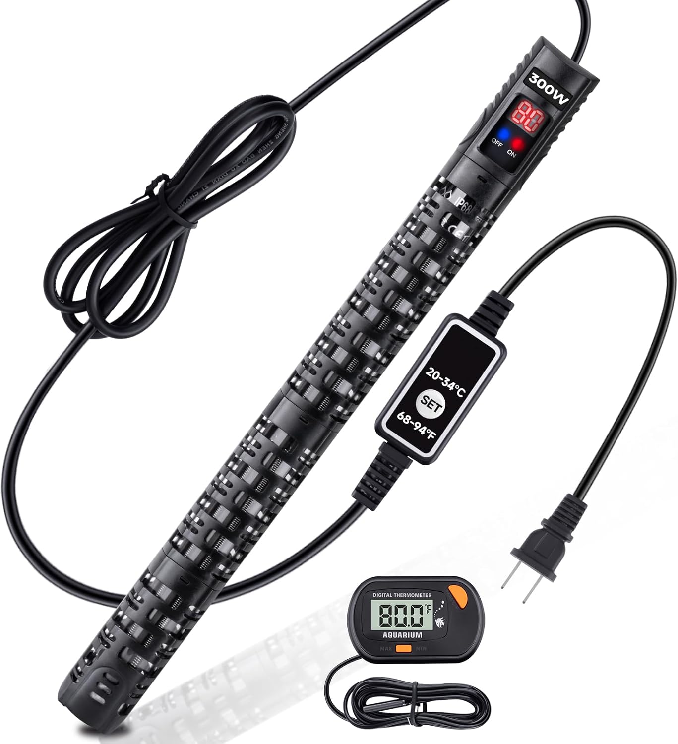 300W Submersible Aquarium & Turtle Tank Heater – Adjustable Controller,