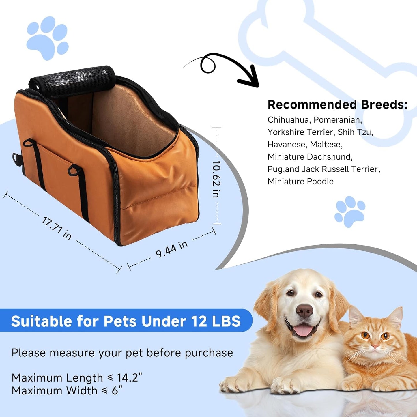 Center Console Dog Car Seat – Portable Booster for Small Dogs