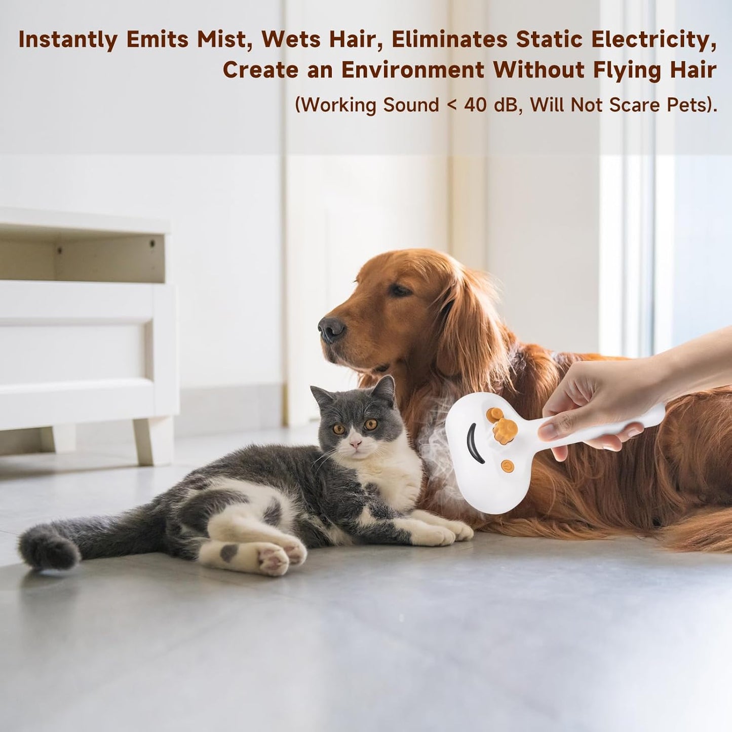 Pet Steam Brush 3-in-1 – Spray & Hair Removal Comb for Grooming & Shedding, Long & Short Hair