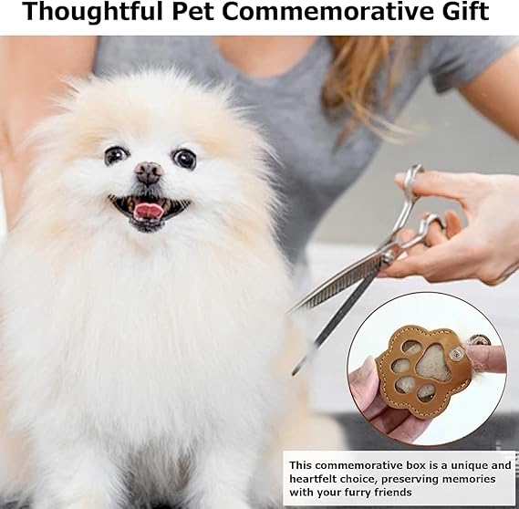 3-Pc Pet Hair Storage Keychain Set – Dog & Cat Paw Leather Pendants