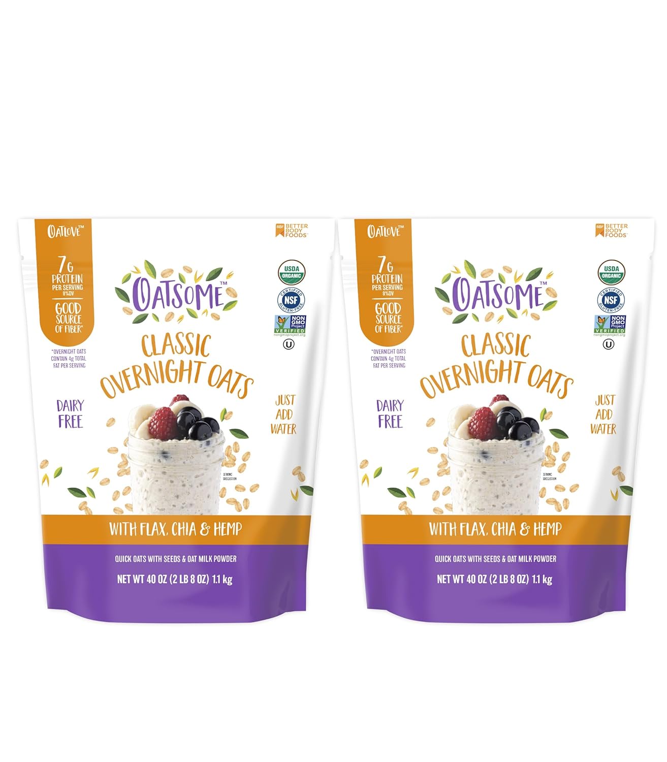 Oatsome Organic Overnight Oats with Chia, Flax, & Hemp