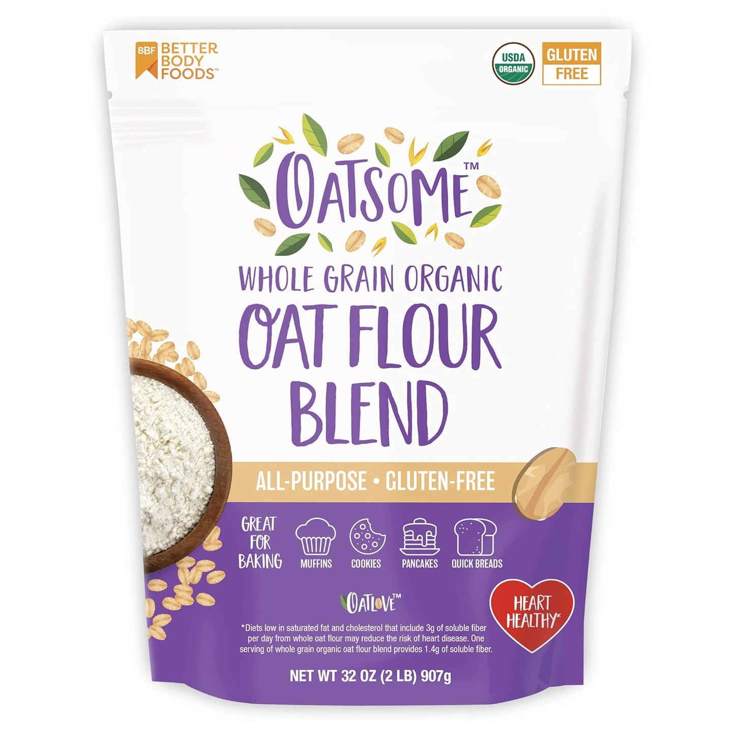 Oatsome Organic Oat Flour Blend, Whole Grain, Gluten
