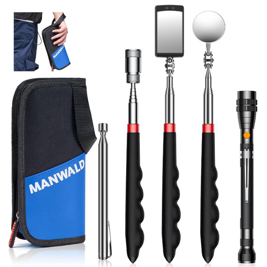 Telescoping Magnetic Pickup Tool Set with Flashlight & Mirror