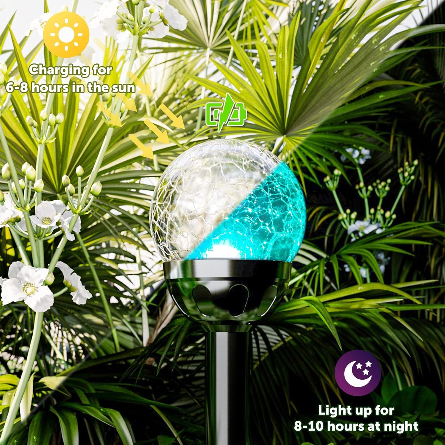 GIGALUMI Solar Outdoor, Cracked Glass Ball Solar Garden Lights