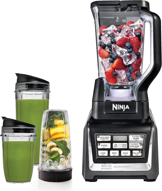 Ninja BL642 Nutri Ninja Personal & Countertop Blender with 1200W Auto-iQ Base,