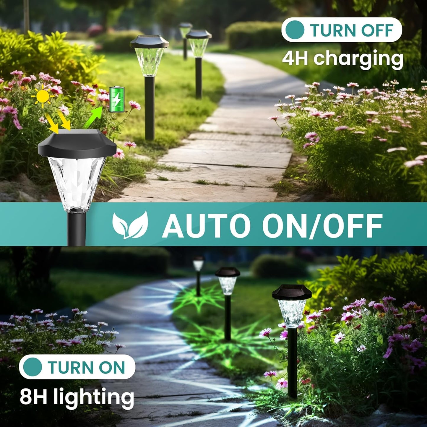 GIGALUMI 12 Pack Solar Lights Outdoor Waterproof,