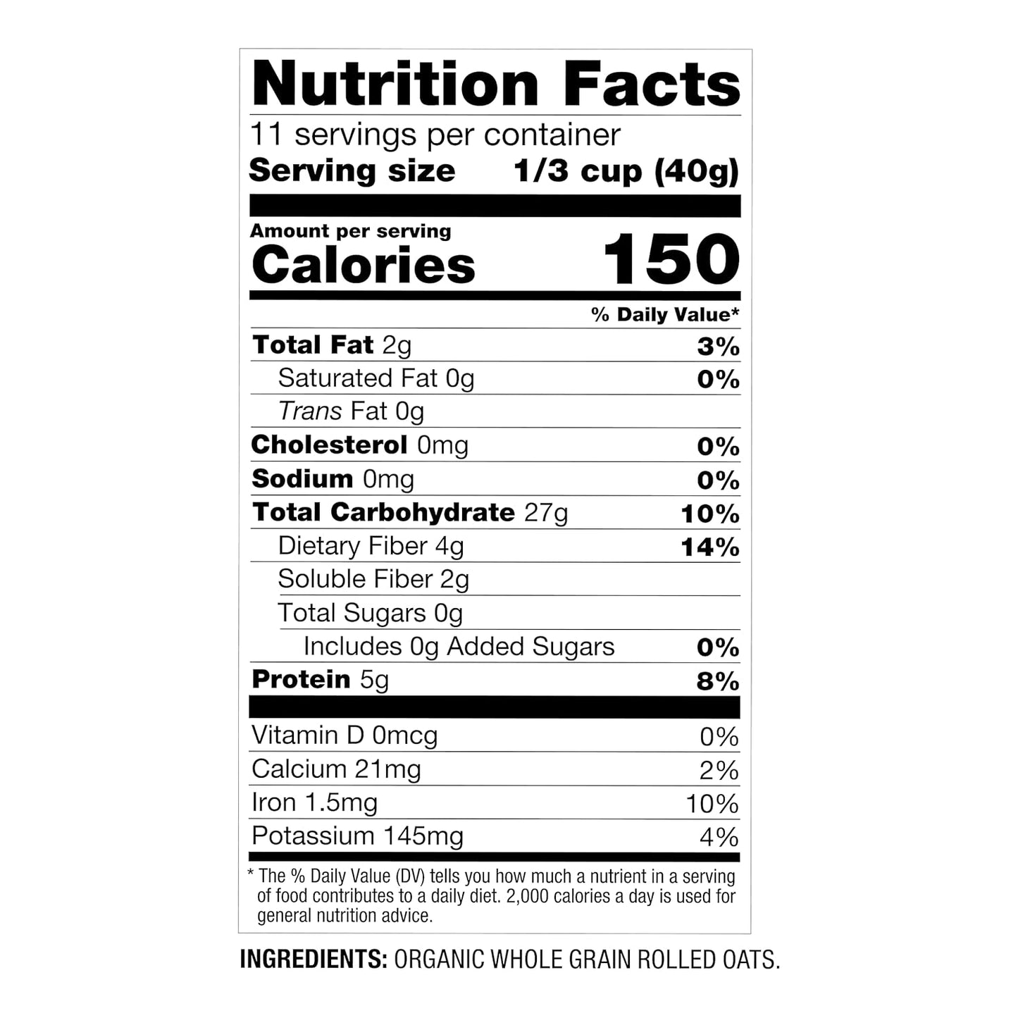 Oatsome Organic Rolled Oats, 1lb Bag