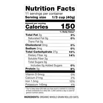 Oatsome Organic Rolled Oats, 1lb Bag