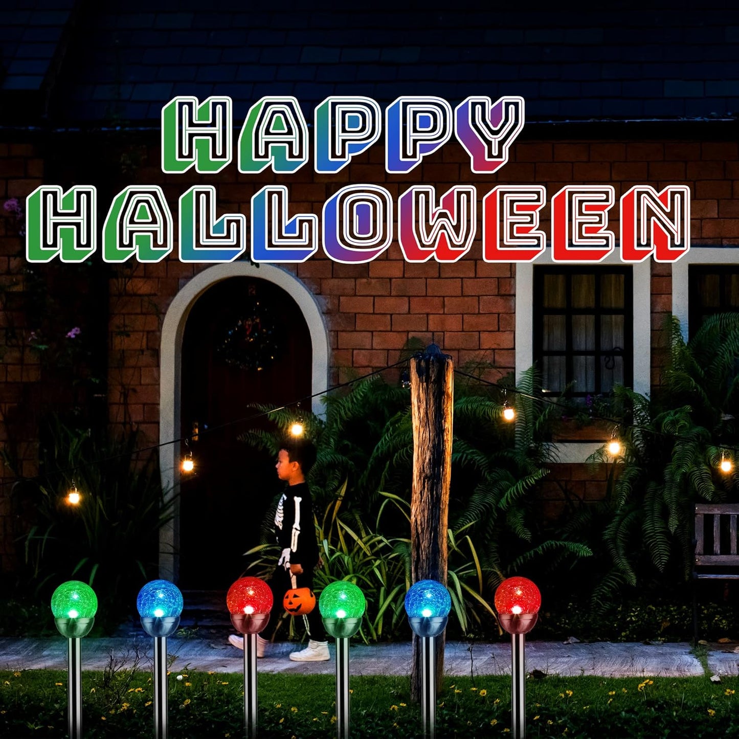 GIGALUMI Solar Outdoor, Cracked Glass Ball Solar Garden Lights