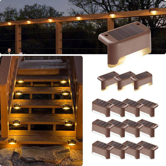 GIGALUMI Led Solar Deck Lights, 16 Pack Waterproof for Outdoor Stairs