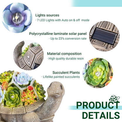 GIGALUMI Solar Garden Statues Turtle Figurine Lights for Outside