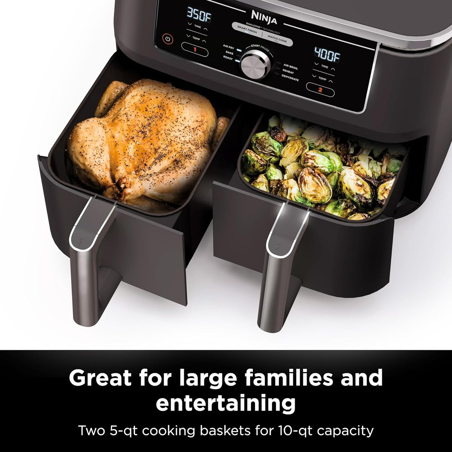 Ninja DZ401 Foodi 10 Quart 6-in-1 DualZone XL 2-Basket Air Fryer