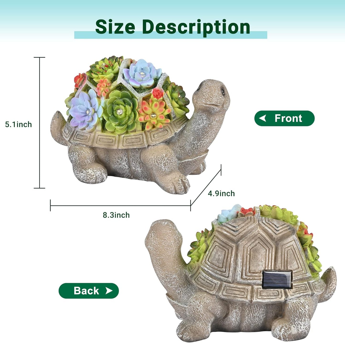 GIGALUMI Solar Garden Statues Turtle Figurine Lights for Outside