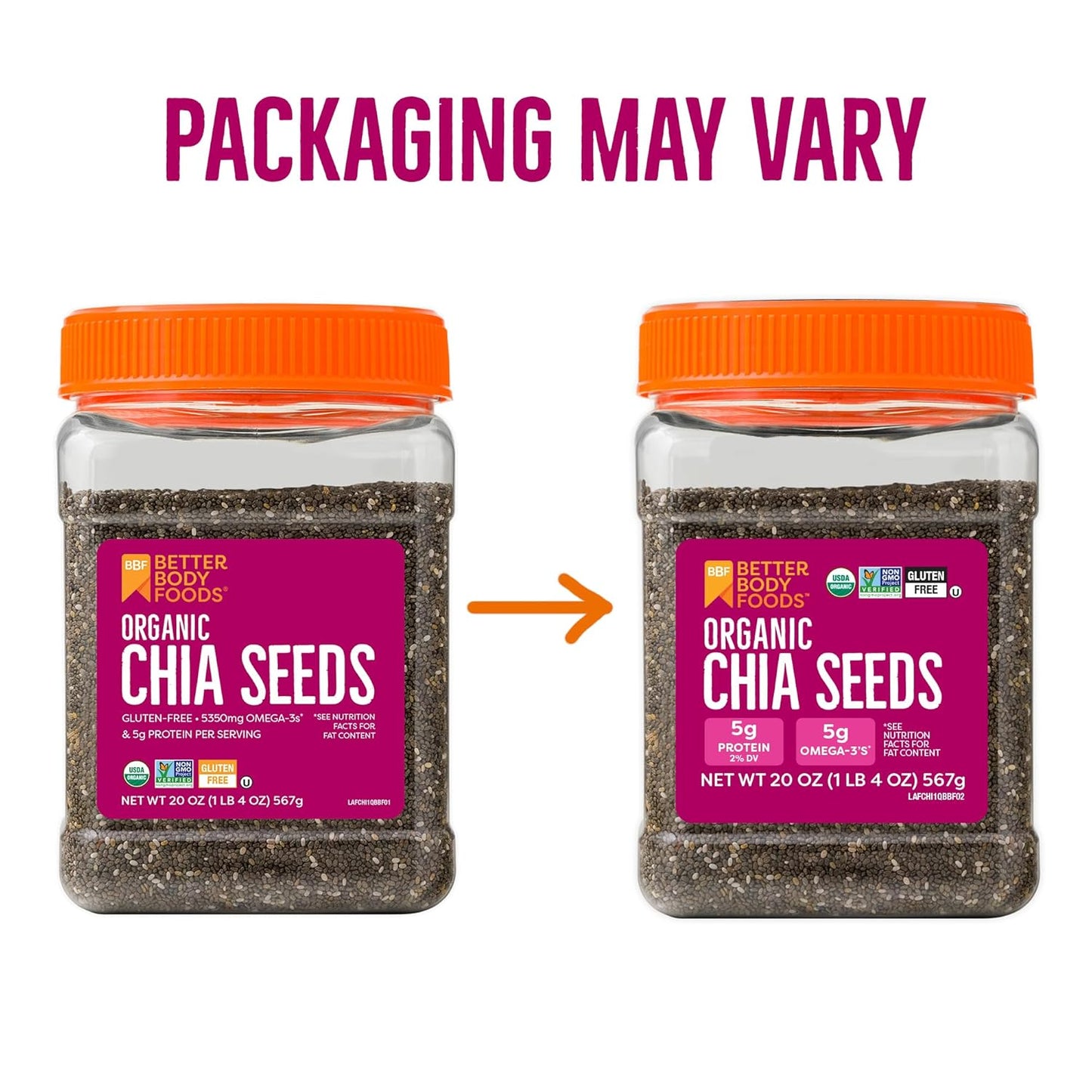 BetterBody Foods Organic Chia Seeds with Omega-3,