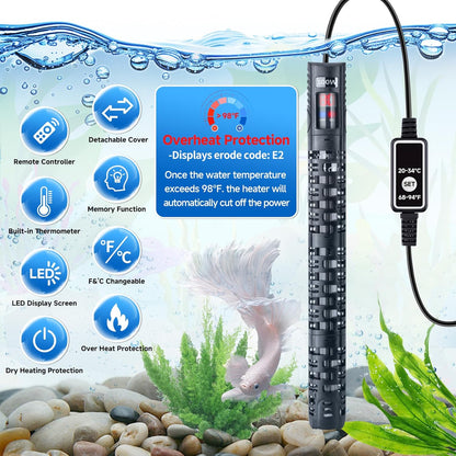 300W Submersible Aquarium & Turtle Tank Heater – Adjustable Controller,