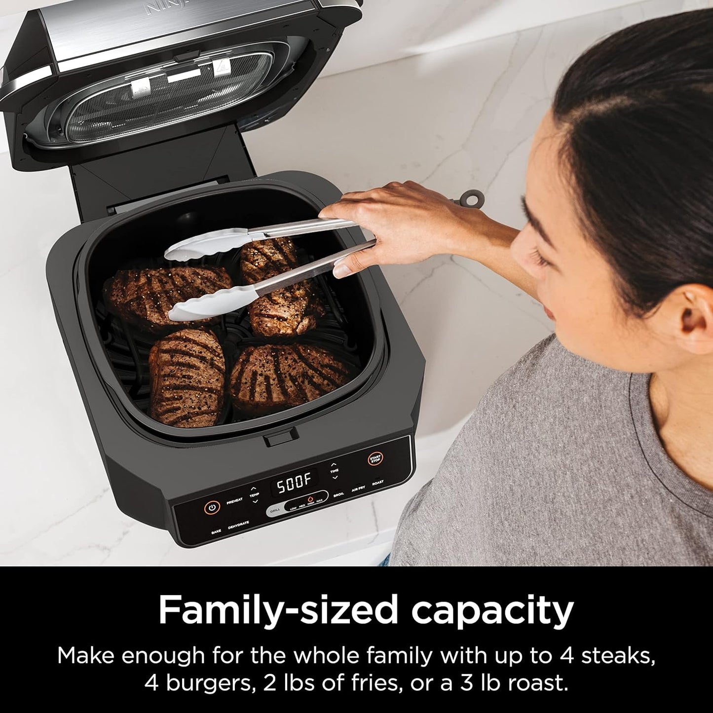Ninja EG201 Foodi 6-in-1 Indoor Grill with Air Fry, Roast, Bake, Broil