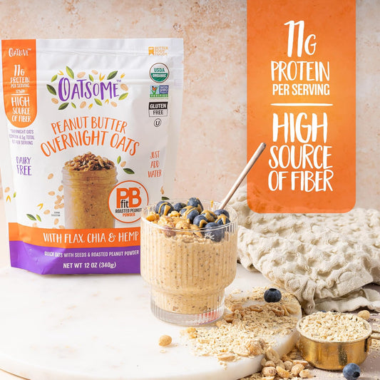 Oatsome PBfit Overnight Oats - Peanut Butter Flavor with Chia Seeds,