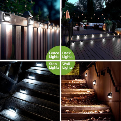 GIGALUMI 12 Pack Solar Fence Lights Outdoor,