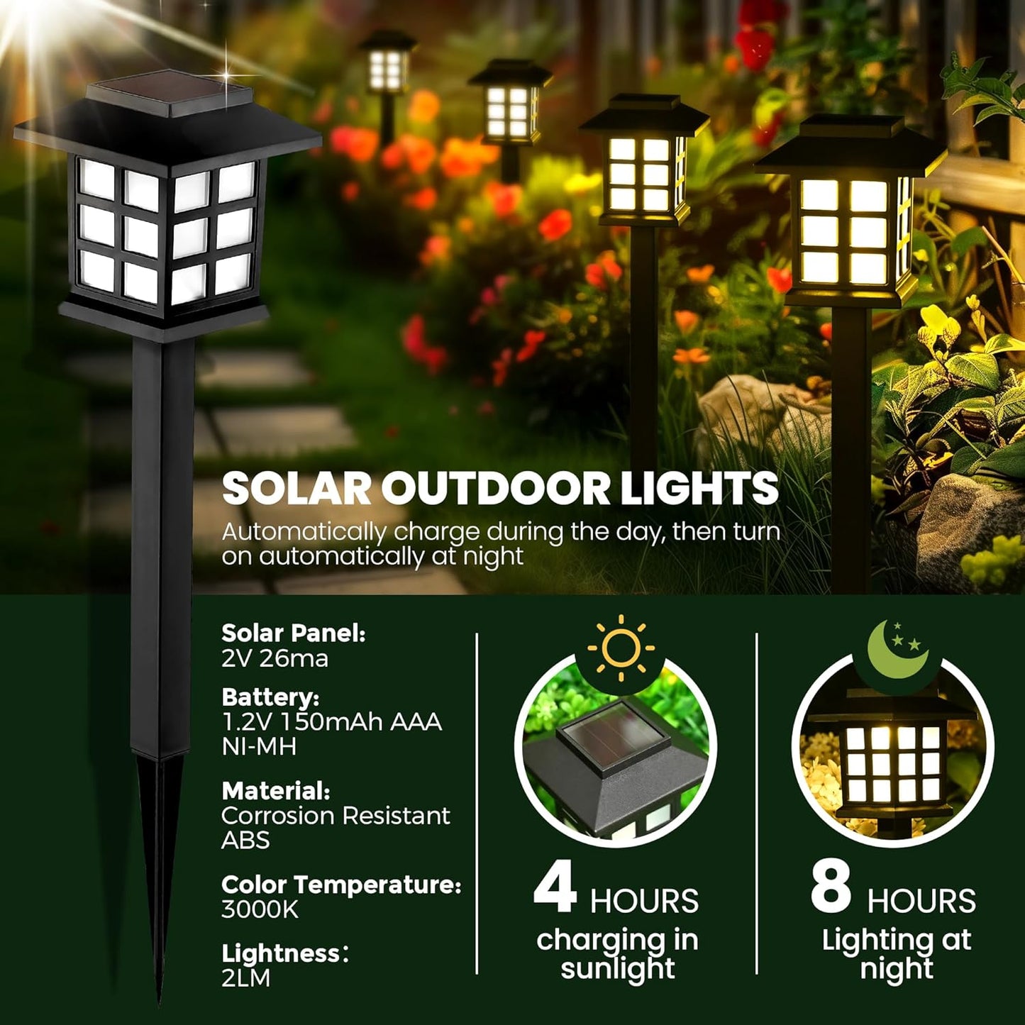 GIGALUMI Solar Outdoor Lights,12 Pack LED Solar Lights