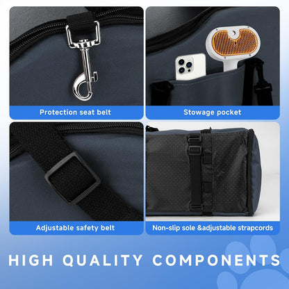 Center Console Dog Car Seat – Portable Booster for Small Dogs up to 12 lbs with Safety Belt & Storage