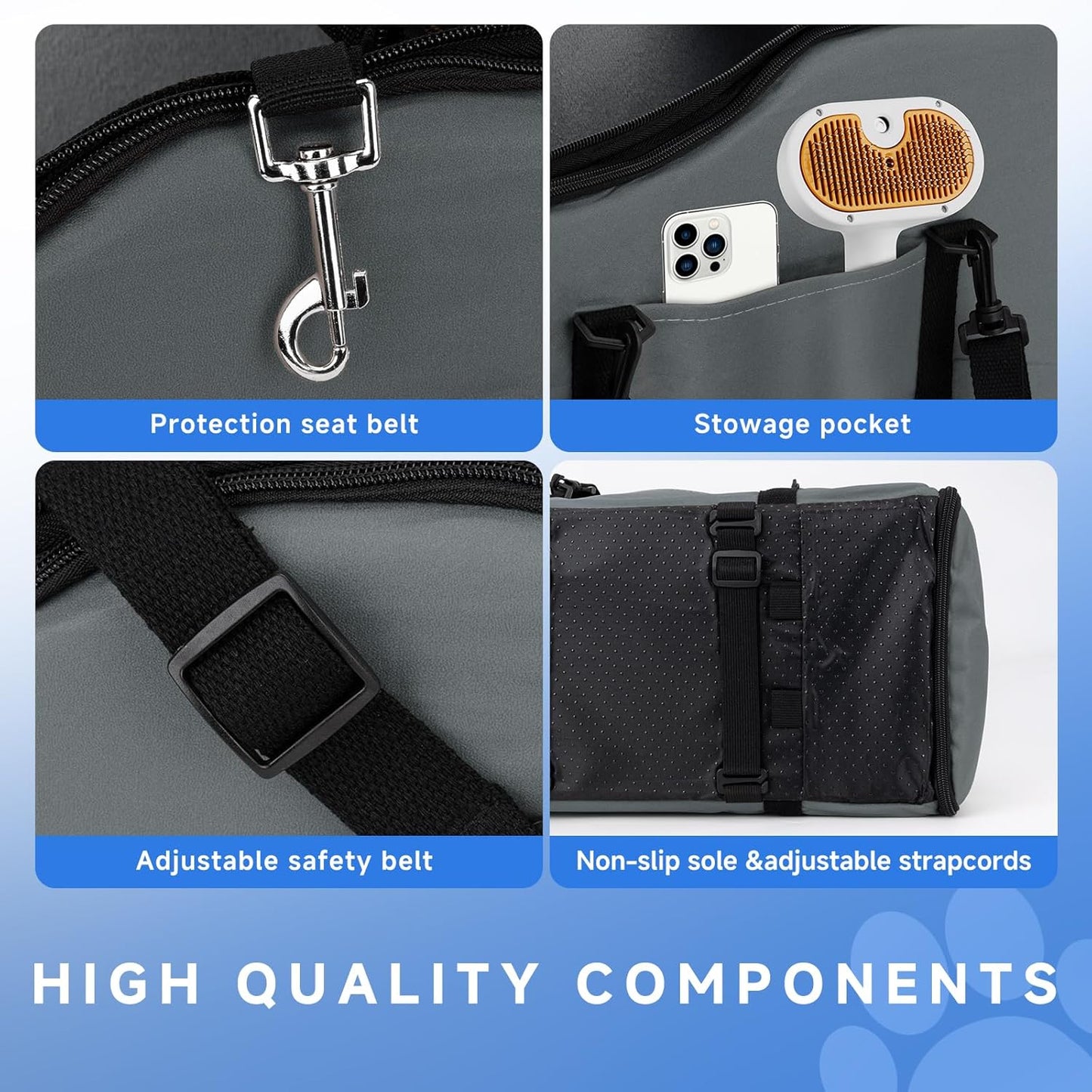 Center Console Dog Car Seat – Portable Booster for Small Dogs up to 12 lbs with Safety Belt