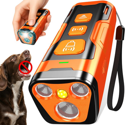 Ultrasonic Dog Bark Deterrent – 3X Anti-Barking with 6 Modes, 23 ft Range,