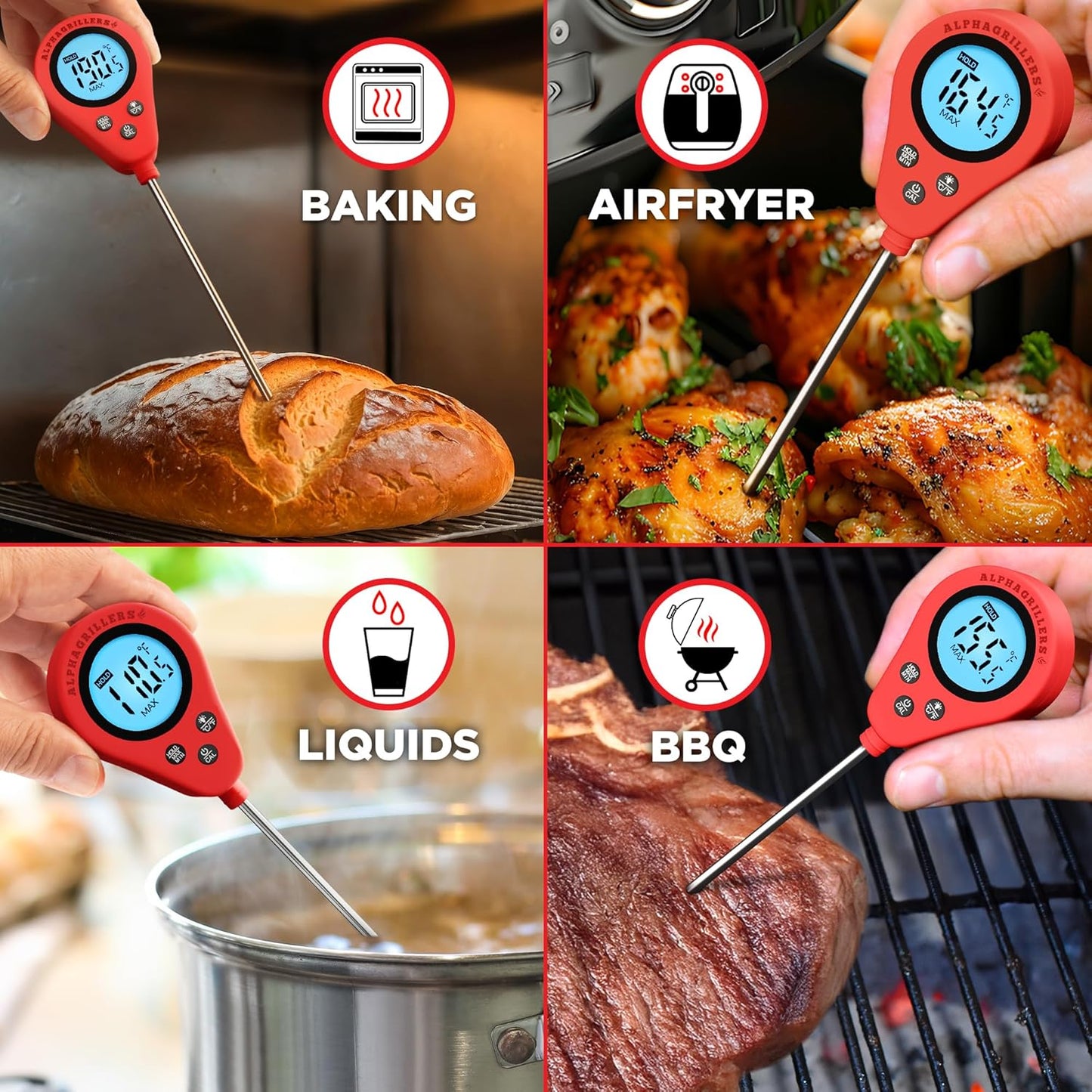 Alpha Grillers Instant Read Meat Thermometer Digital Food Thermometer