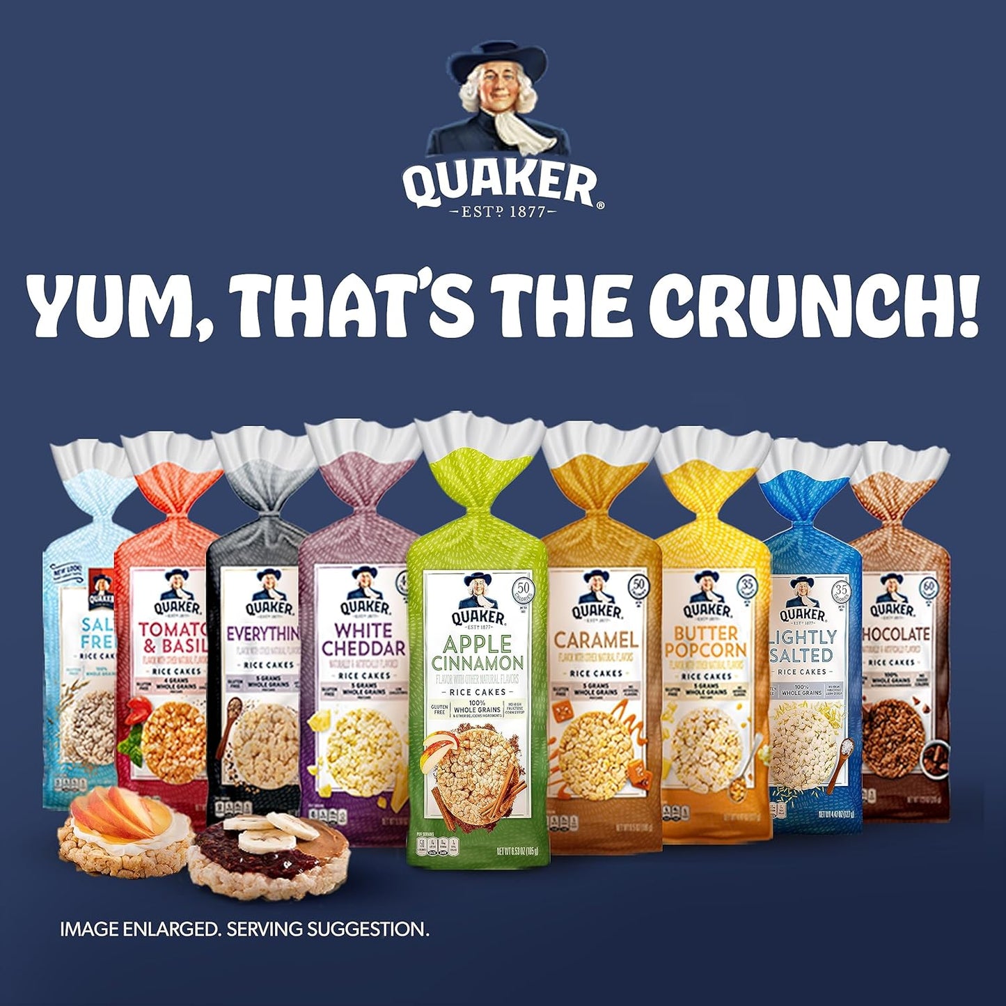 Quaker Large Rice Cakes, 3 Flavor Topper Variety Pack, Pack of 6