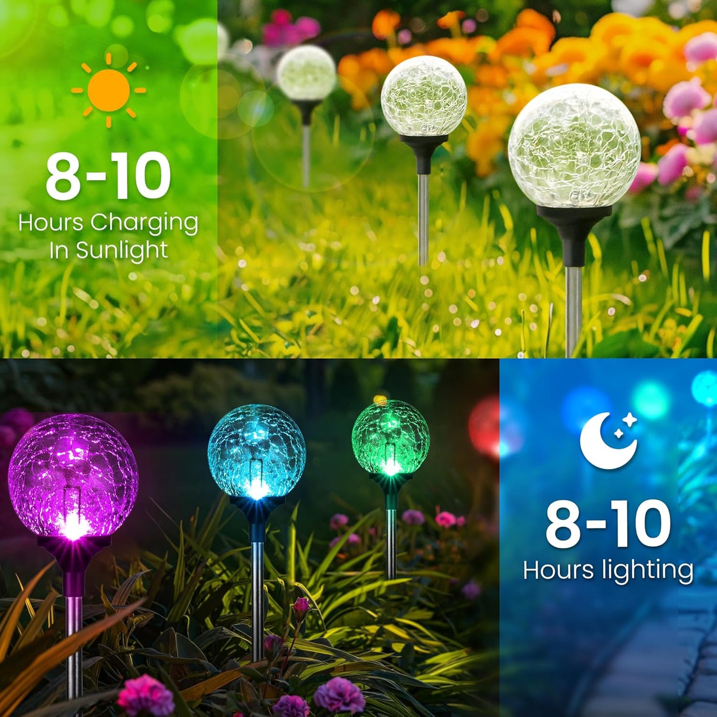 Gigalumi Solar Garden Lights 6 Pack, Solar Globe Lights Outdoor Waterproof,