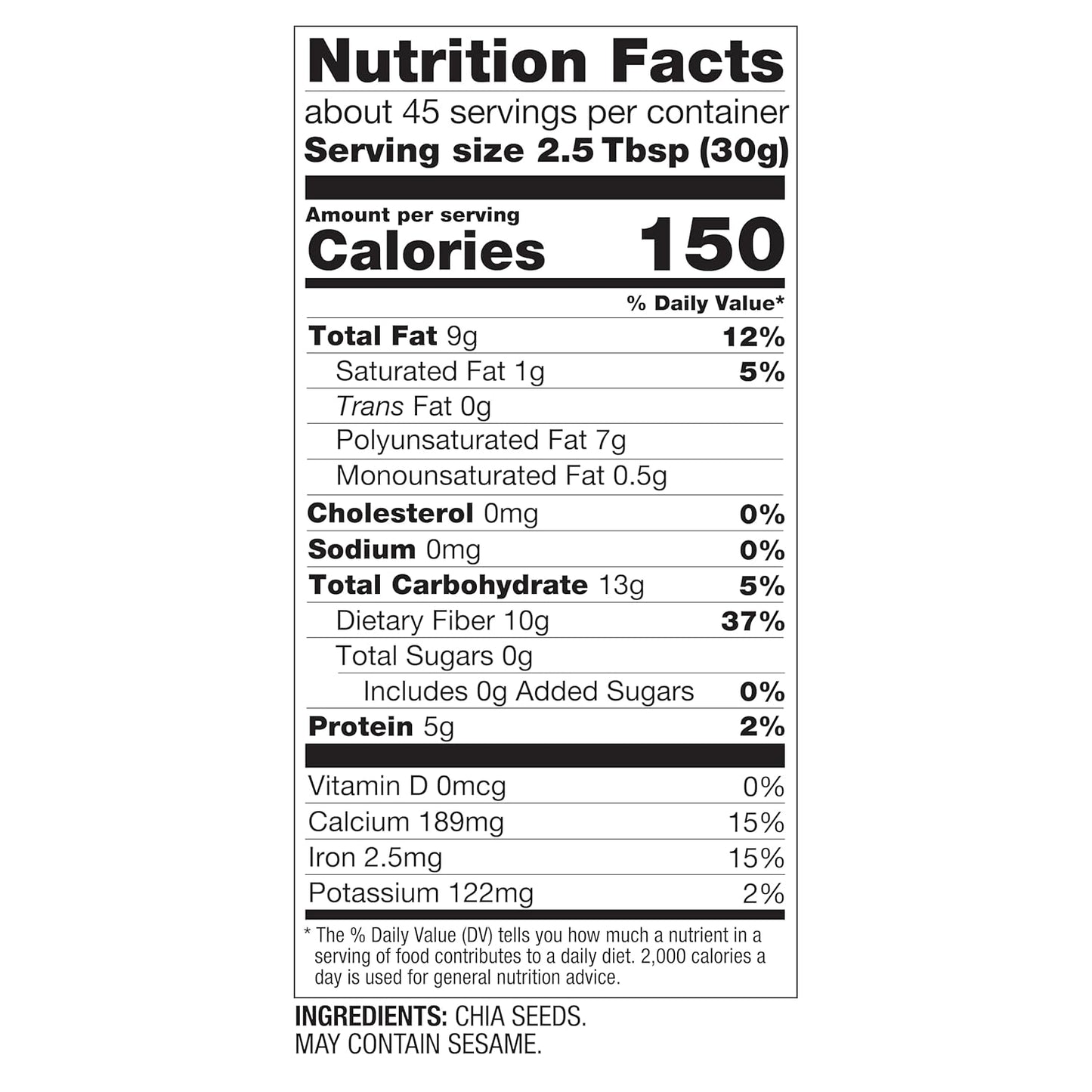 BetterBody Foods Chia Seeds 3 lbs, 48 Oz, with Omega-3,