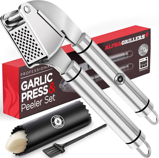 Garlic Press Stainless Steel - Professional Garlic Mincer and Crusher