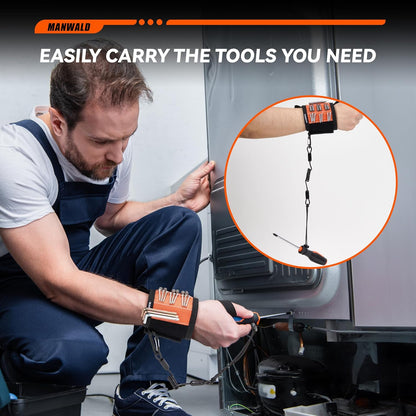 Magnetic Wristband for Tools with Coiled Lanyard –