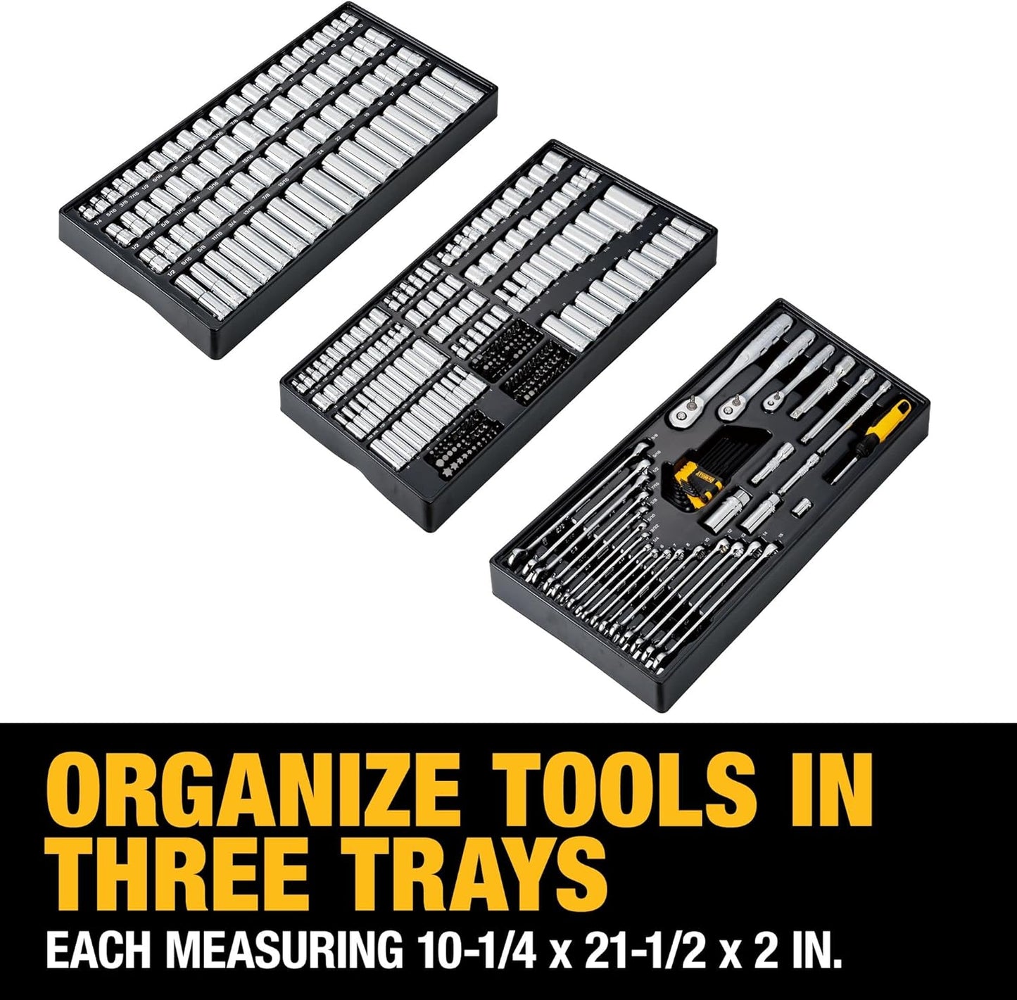 DEWALT Mechanics Tool Set, 1/4", 3/8", 1/2" Drive Tools and Combo Wrenches