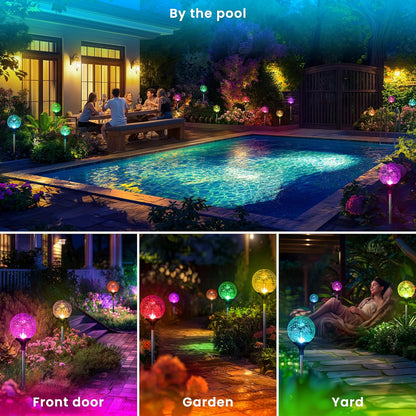 Gigalumi Solar Garden Lights 6 Pack, Solar Globe Lights Outdoor Waterproof,